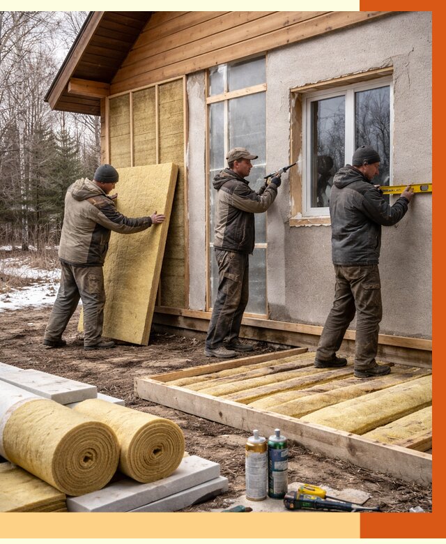 Утепление дачного дома в Советской Гавани от 4935 руб/м2 — недорого | ТепломастерСвс