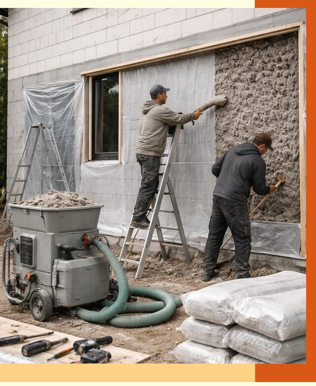Утепление дома из газобетона эковатой в Советской Гавани от 4675 руб./м2 | ТепломастерСвс