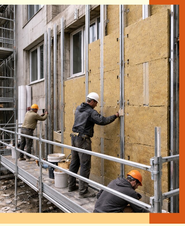 Утепление вентилируемого фасада в Советской Гавани от 5818 руб/м2 — монтаж и утепление вентфасад | ТепломастерСвс