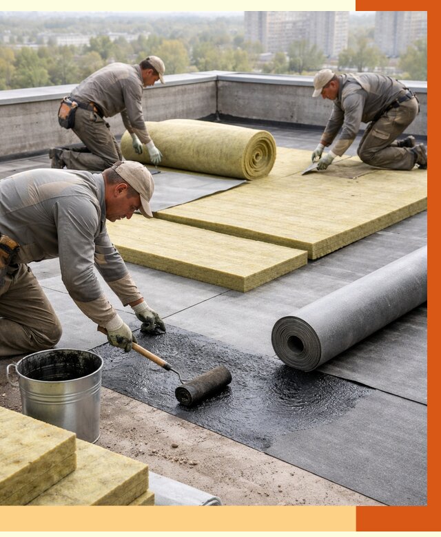 Утепление плоской крыши в Советской Гавани от 7480 руб./м2 под ключ | ТепломастерСвс