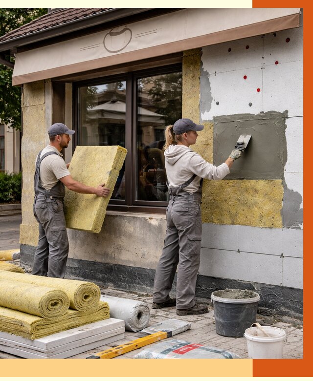 Утепление кафе в Советской Гавани от 4363 руб/м2 — комплексно под ключ | ТепломастерСвс